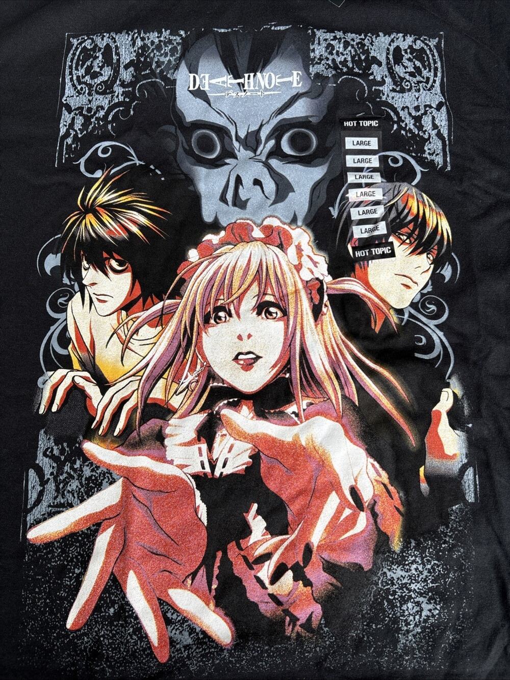 Death Note Manga Group Portrait T-Shirt Hot Topic Black Large L NWT Misa Ryuk